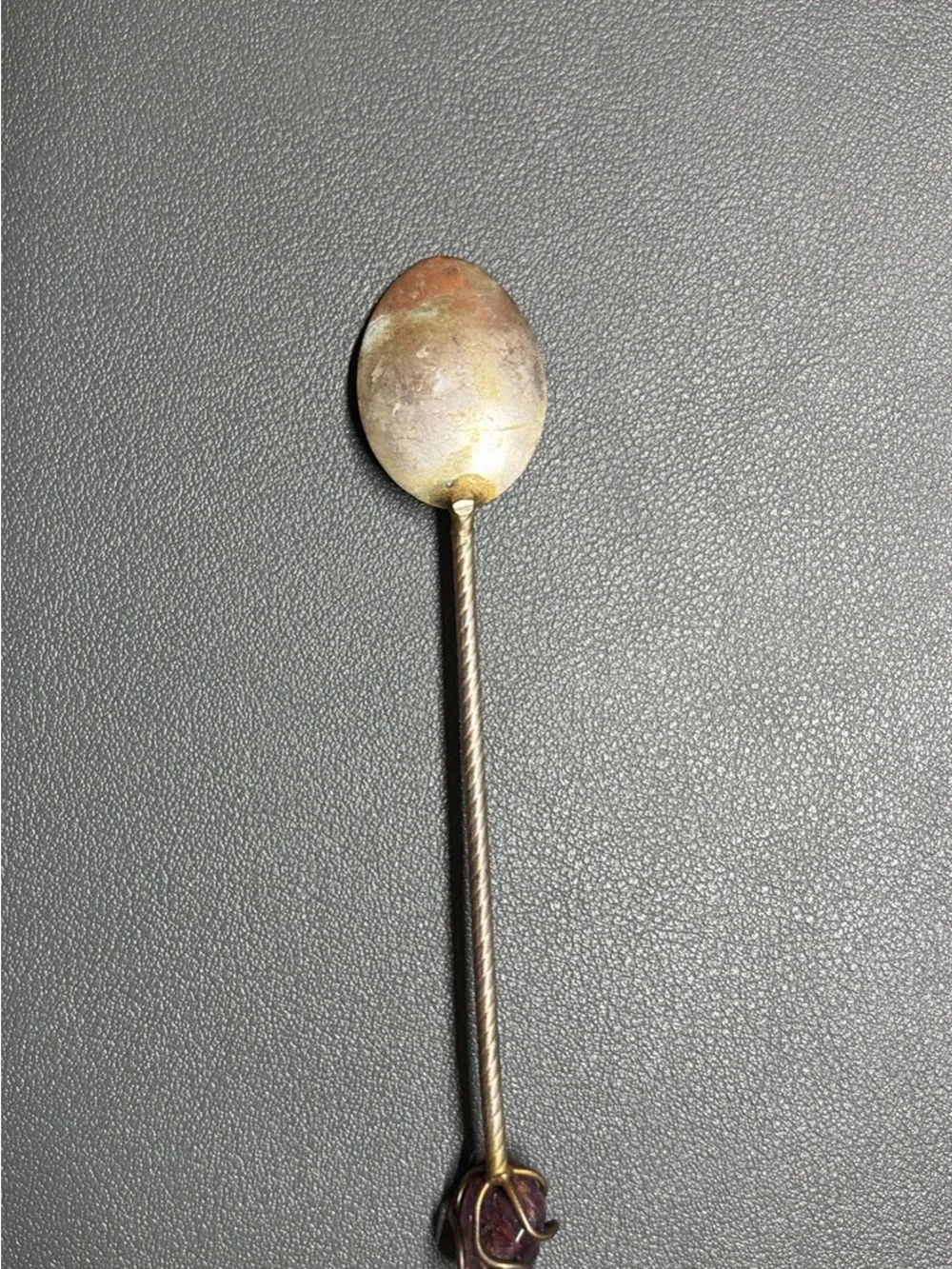 Silver spoons with crystals- white and purple